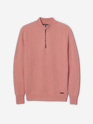 Sun Day Red 3D Knit Cashmere Quarter Zip Pinkki | 7294-POQUA