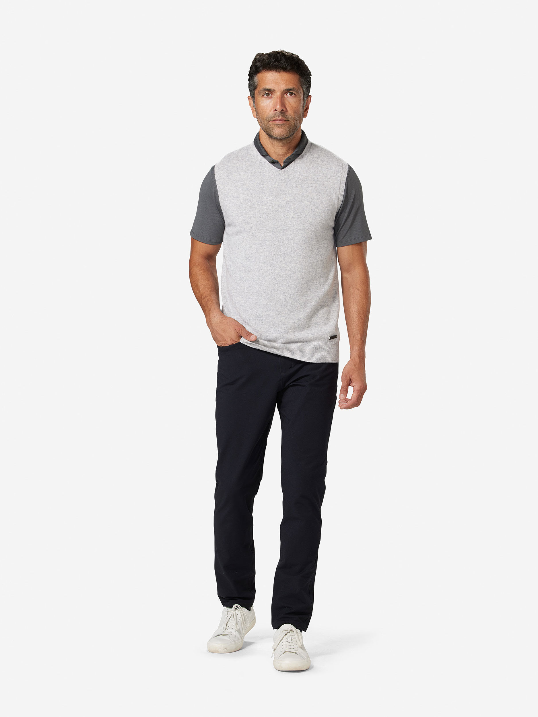 Sun Day Red 3D Tour Cashmere Vest Frost Gray | 7384-MWKPS