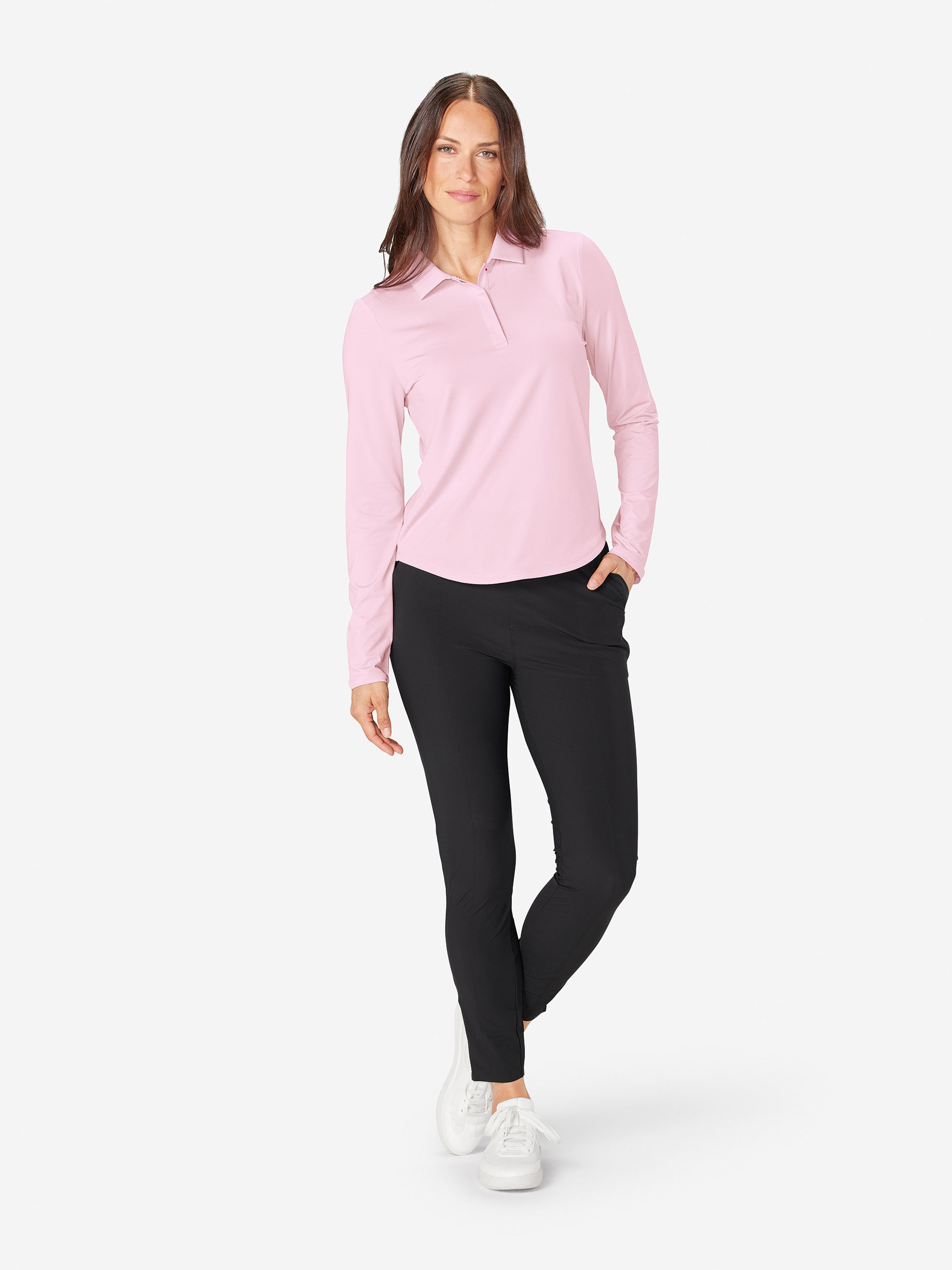 Sun Day Red Long Sleeve Performance Victoria Polo Pinkki | 2715-OIHWS